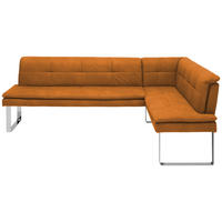 ECKBANK in Metall, Textil Gelb, Chromfarben  - Chromfarben/Gelb, Design, Textil/Metall (233/174cm) - Novel