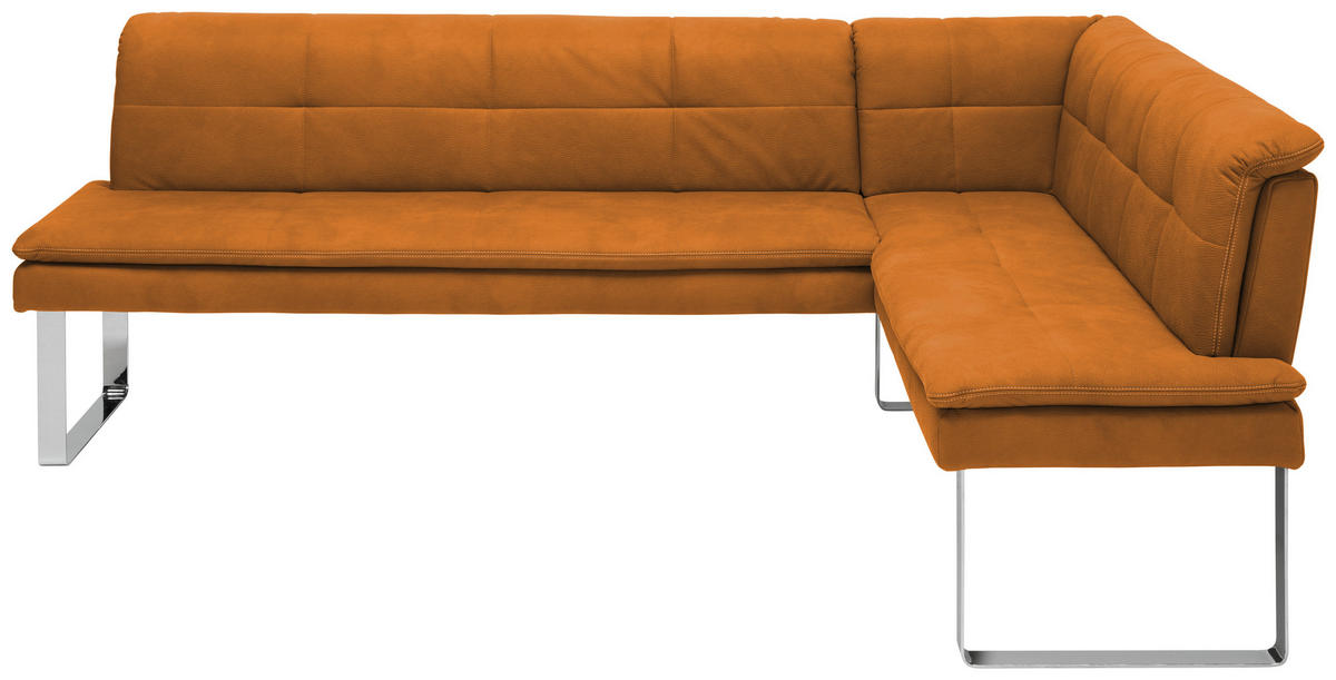 ECKBANK in Metall, Textil Gelb, Chromfarben  - Chromfarben/Gelb, Design, Textil/Metall (233/174cm) - Novel