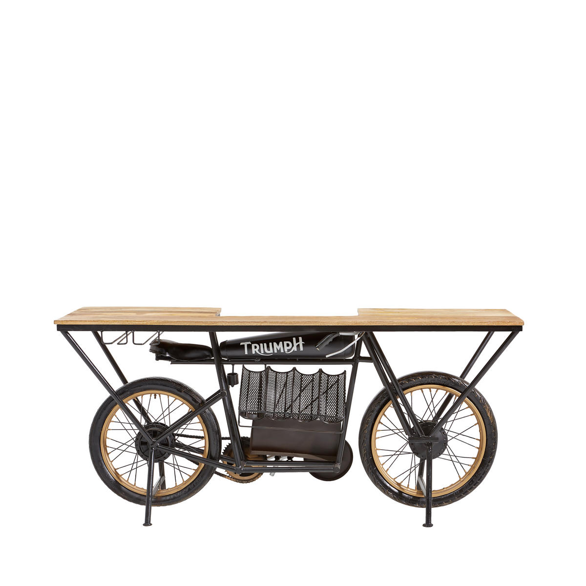 BAR in culoare natur, negru  - culoare natur/negru, Trend, lemn/metal (185/86/46cm) - Ambia Home