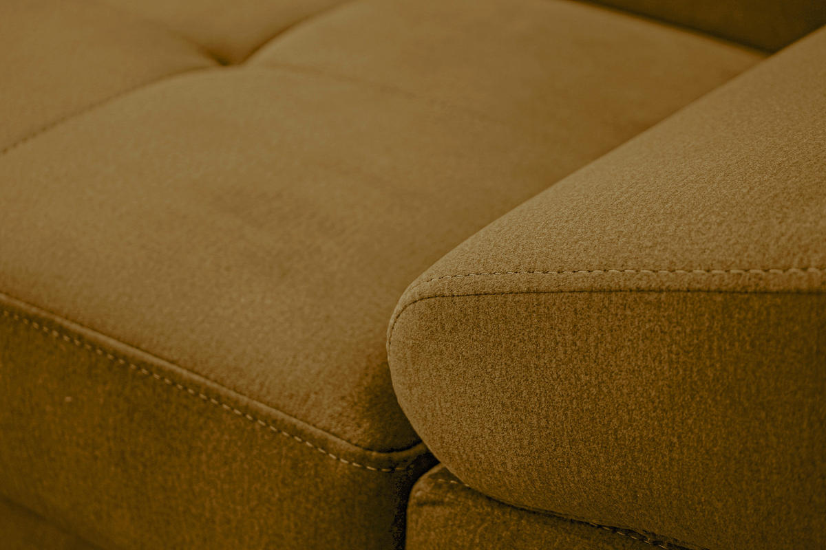 ECKSOFA Senfgelb Webstoff Bettkasten, Schlaffunktion, Rücken echt, Armteilverstellung, Kopfteilverstellung  - Chromfarben/Senfgelb, MODERN, Textil/Metall (205/278cm) - Stylife