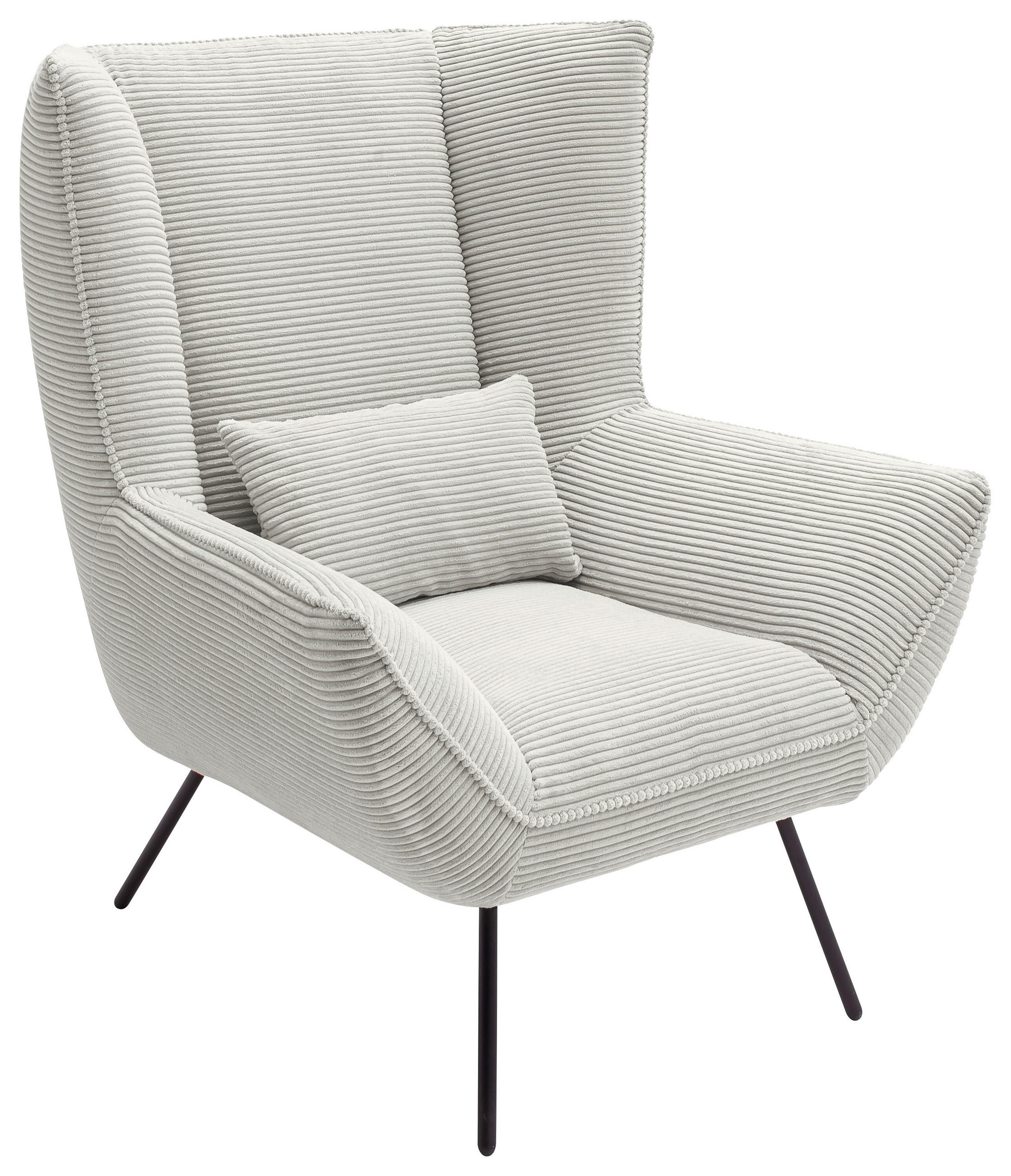 SESSEL in Cord Hellgrau  - Hellgrau/Schwarz, Design, Textil/Metall (90/112/94cm) - Pure Home Lifestyle