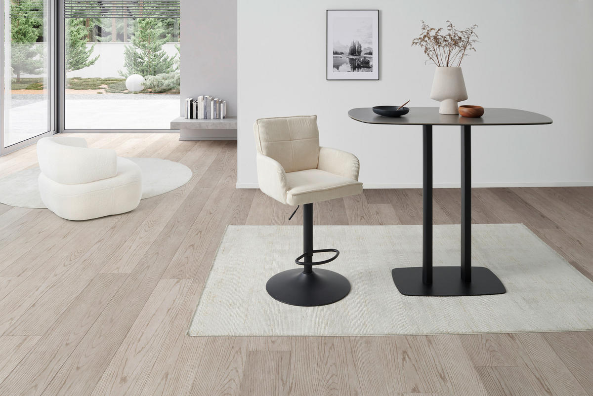 BARHOCKER in Metall, Textil Schwarz, Beige  - Beige/Schwarz, KONVENTIONELL, Textil/Metall (57/100-121/57cm) - MID.YOU