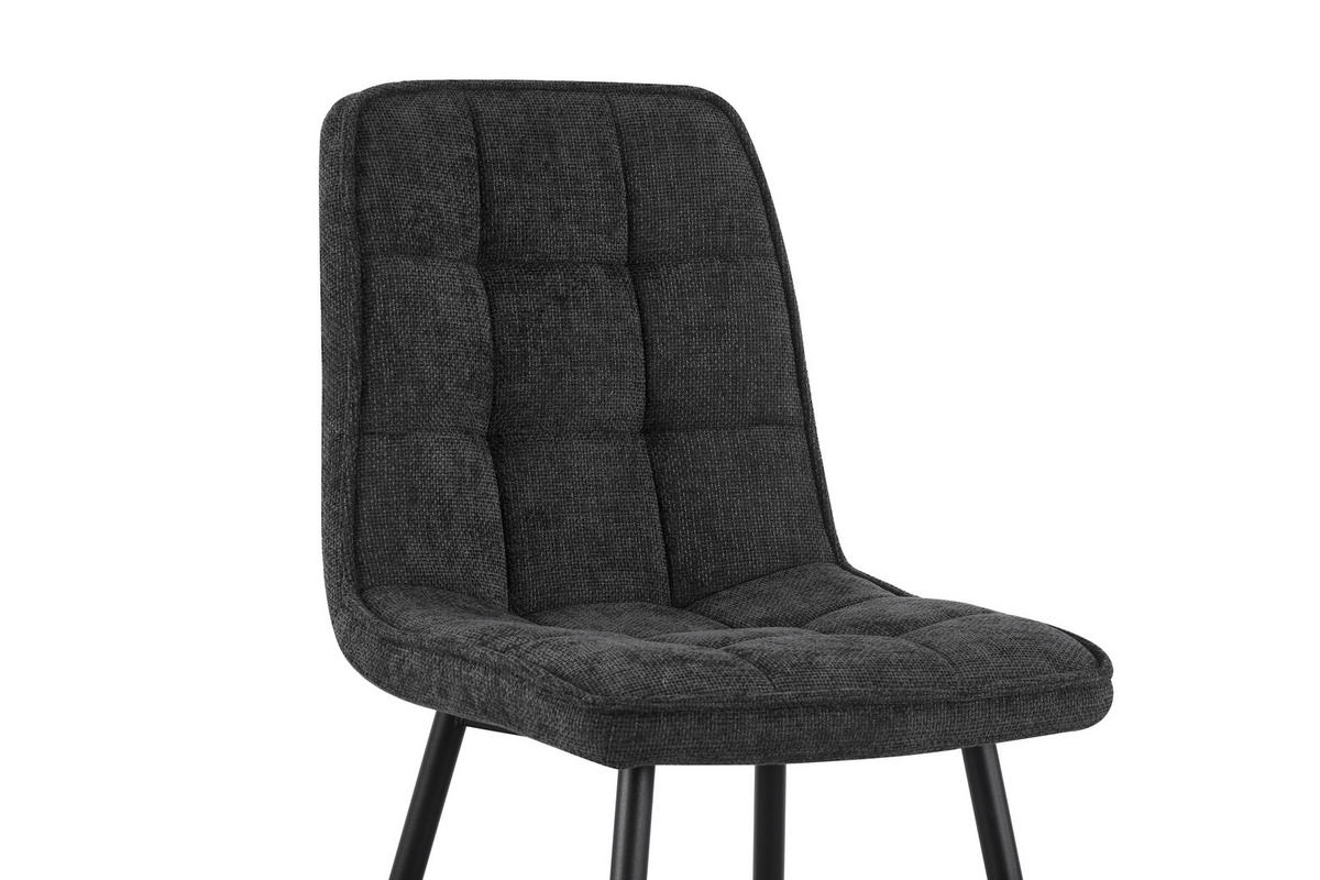 STUHL  in Eisen Leinenoptik Holz, Metall, Textil  - Anthrazit/Schwarz, KONVENTIONELL, Holz/Textil (45/89/58cm) - MID.YOU