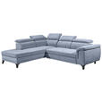 ECKSOFA Blau Mikrovelours  - Blau/Schwarz, MODERN, Kunststoff/Textil (231/274cm) - Carryhome