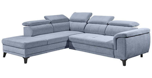 ECKSOFA Blau Mikrovelours  - Blau/Schwarz, MODERN, Kunststoff/Textil (231/274cm) - Carryhome