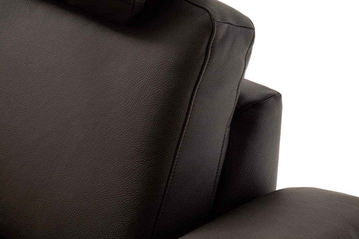 ECKSOFA in Echtleder Dunkelbraun  - Chromfarben/Dunkelbraun, Design, Leder/Metall (271/200cm) - Pure Home Lifestyle