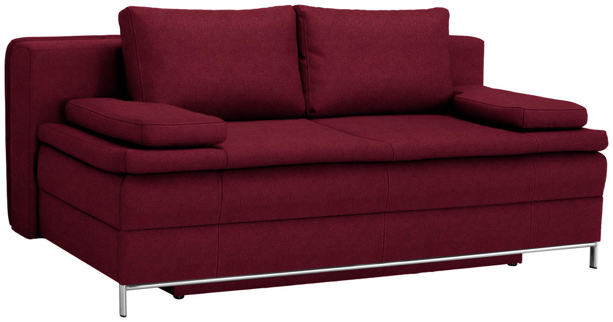 BOXSPRINGSOFA  mit Stoffauswahl Webstoff Bordeaux  - Chromfarben/Bordeaux, Design, Textil/Metall (200/93/107cm) - Novel