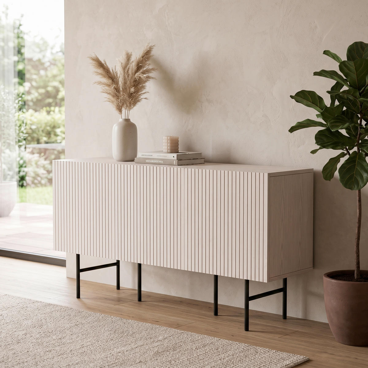 SIDEBOARD  150/75/42 cm  - Schwarz/Weiß, Design, Holz/Metall (150/75/42cm) - Livetastic