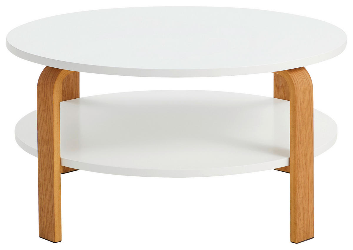 KLUBSKA MIZA, bela, barve hrasta  - barve hrasta/bela, Design, leseni material/les (80/80/40cm) - P & B