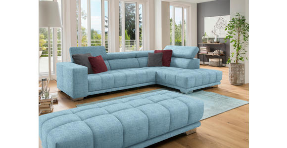 ECKSOFA  in Chenille Hellblau  301/207 cm  - Chromfarben/Hellblau, Design, Textil (301/207cm) - Xora