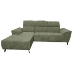 ECKSOFA Salbeigrün Cord  - Salbeigrün/Schwarz, KONVENTIONELL, Textil/Metall (196/290cm) - Carryhome