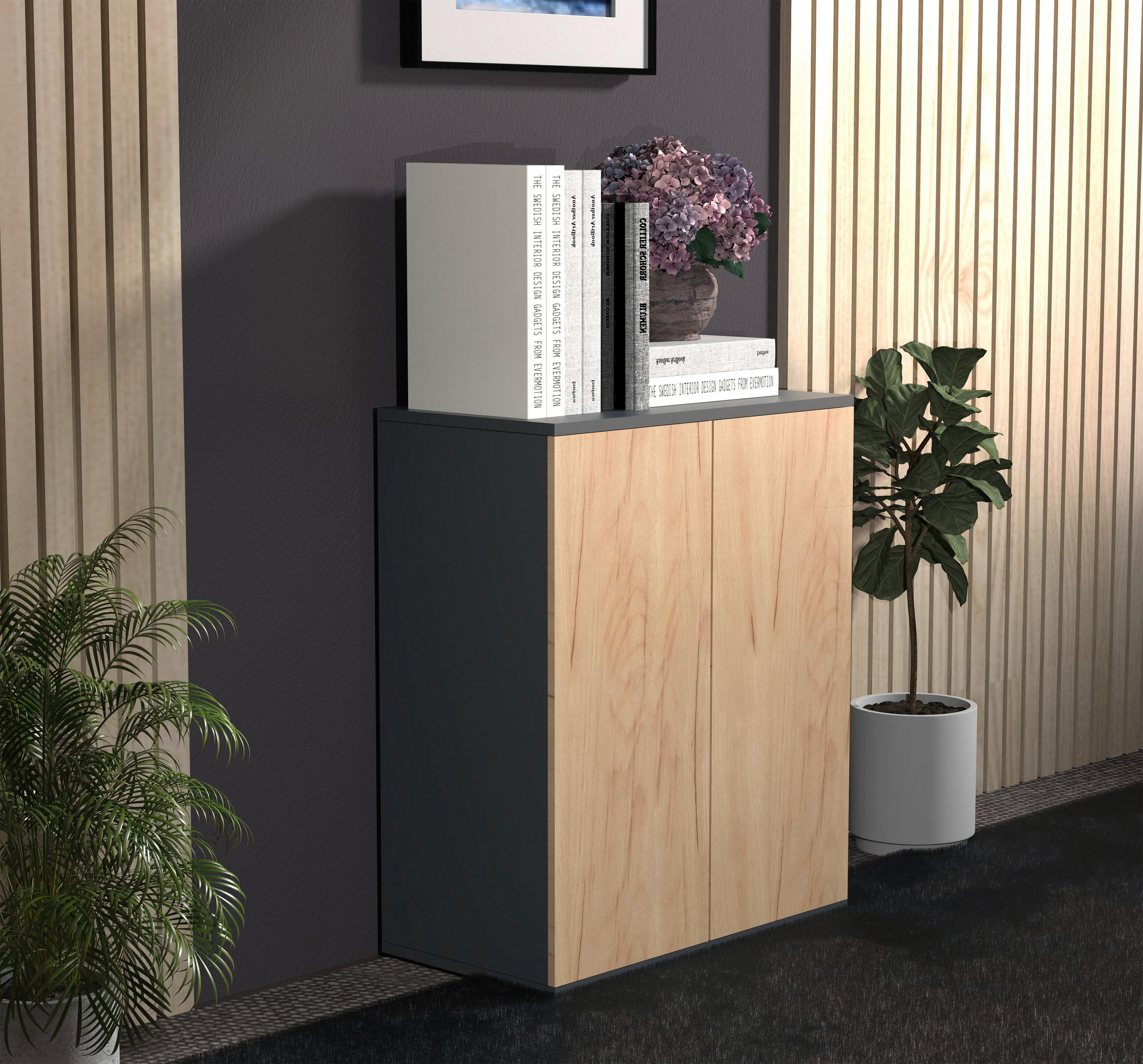 KOMMODE  in 60/73/32 cm  - Honigeiche/Anthrazit, MODERN, Holzwerkstoff/Kunststoff (60/73/32cm) - MID.YOU