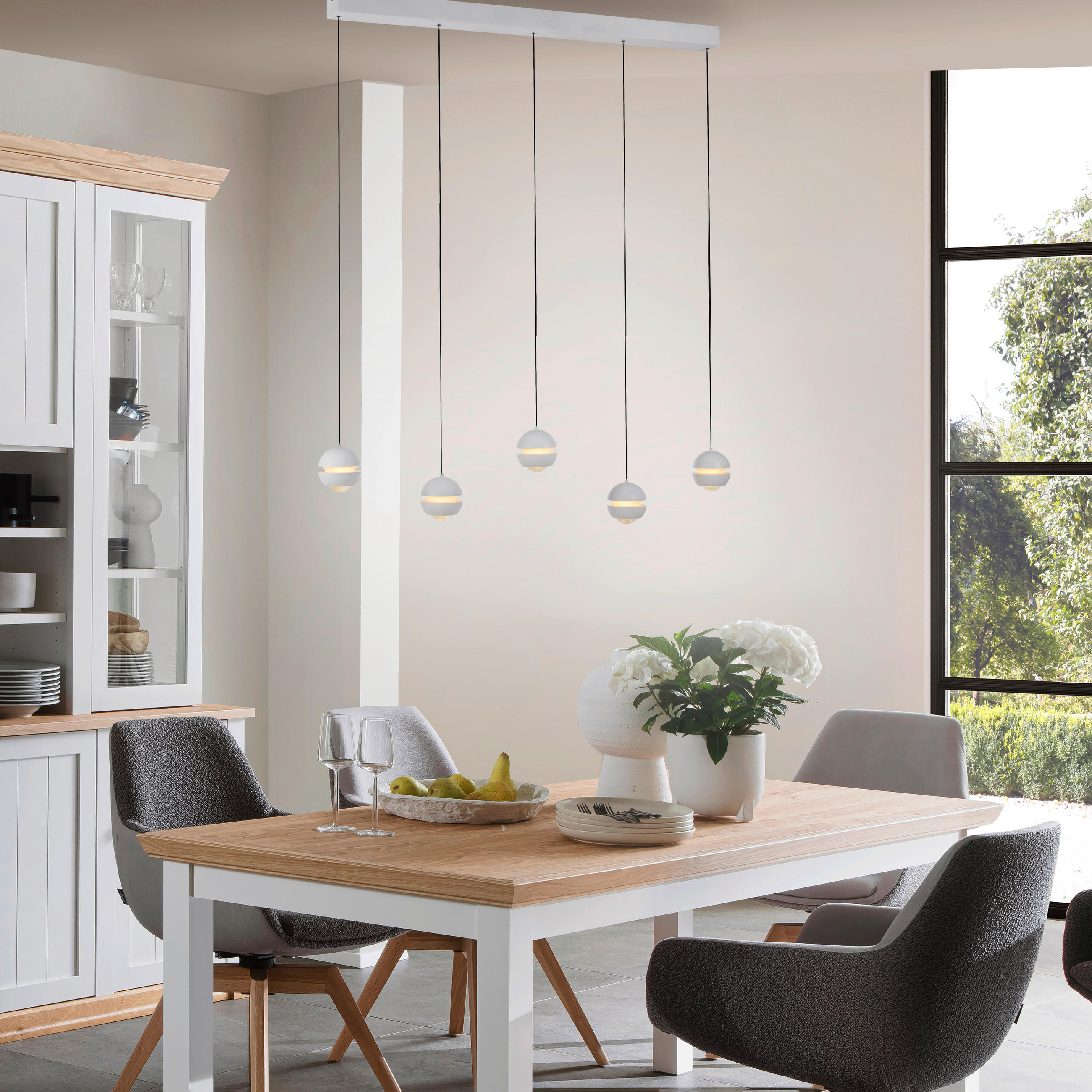 LED-PENDELLEUCHTE 110/10/220 cm  - Weiß, Design, Kunststoff/Metall (110/10/220cm) - Schöner Wohnen