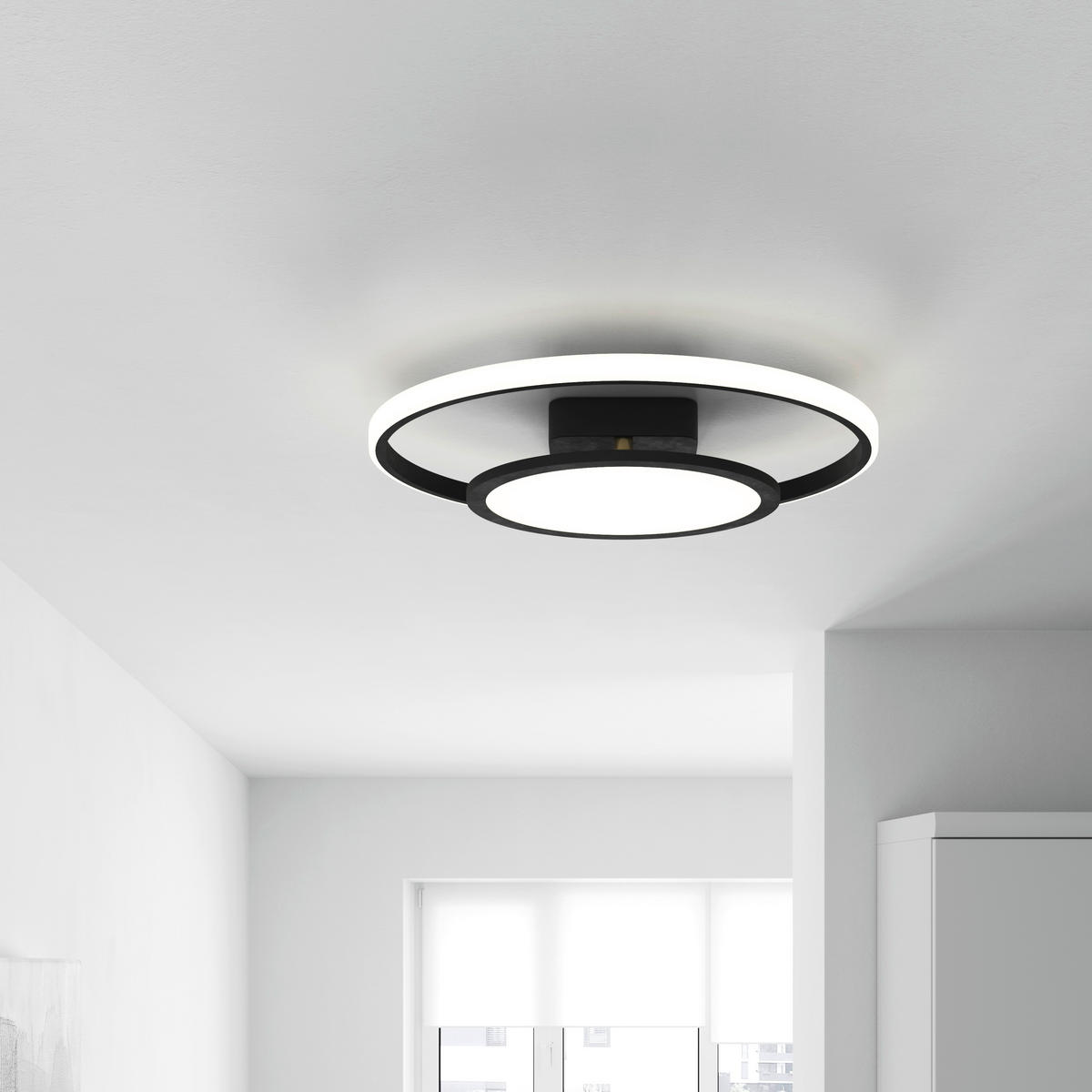 LED-DECKENLEUCHTE 55/54/10 cm    - Schwarz/Weiß, Trend, Kunststoff/Metall (55/54/10cm) - Novel