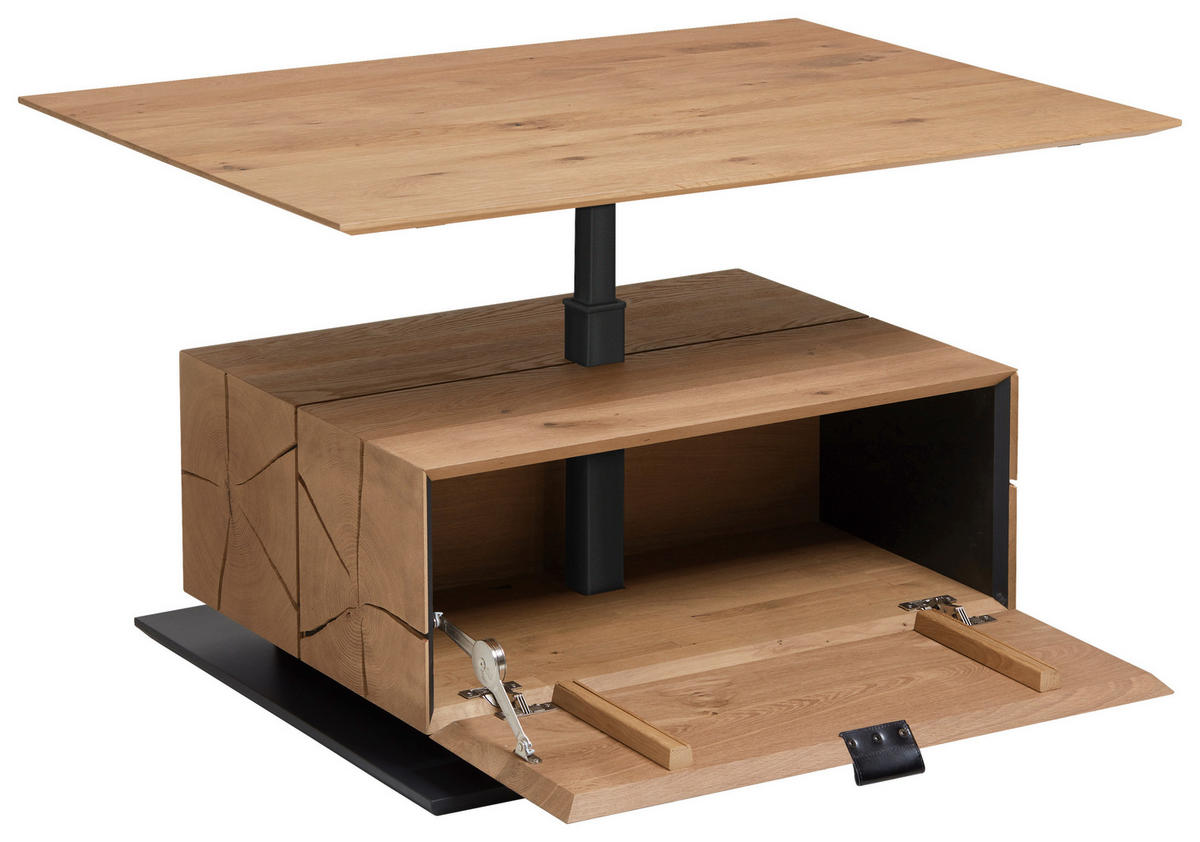COUCHTISCH in Holz 105/75/47-62 cm  - Eichefarben/Anthrazit, Design, Leder/Holz (105/75/47-62cm) - Valnatura