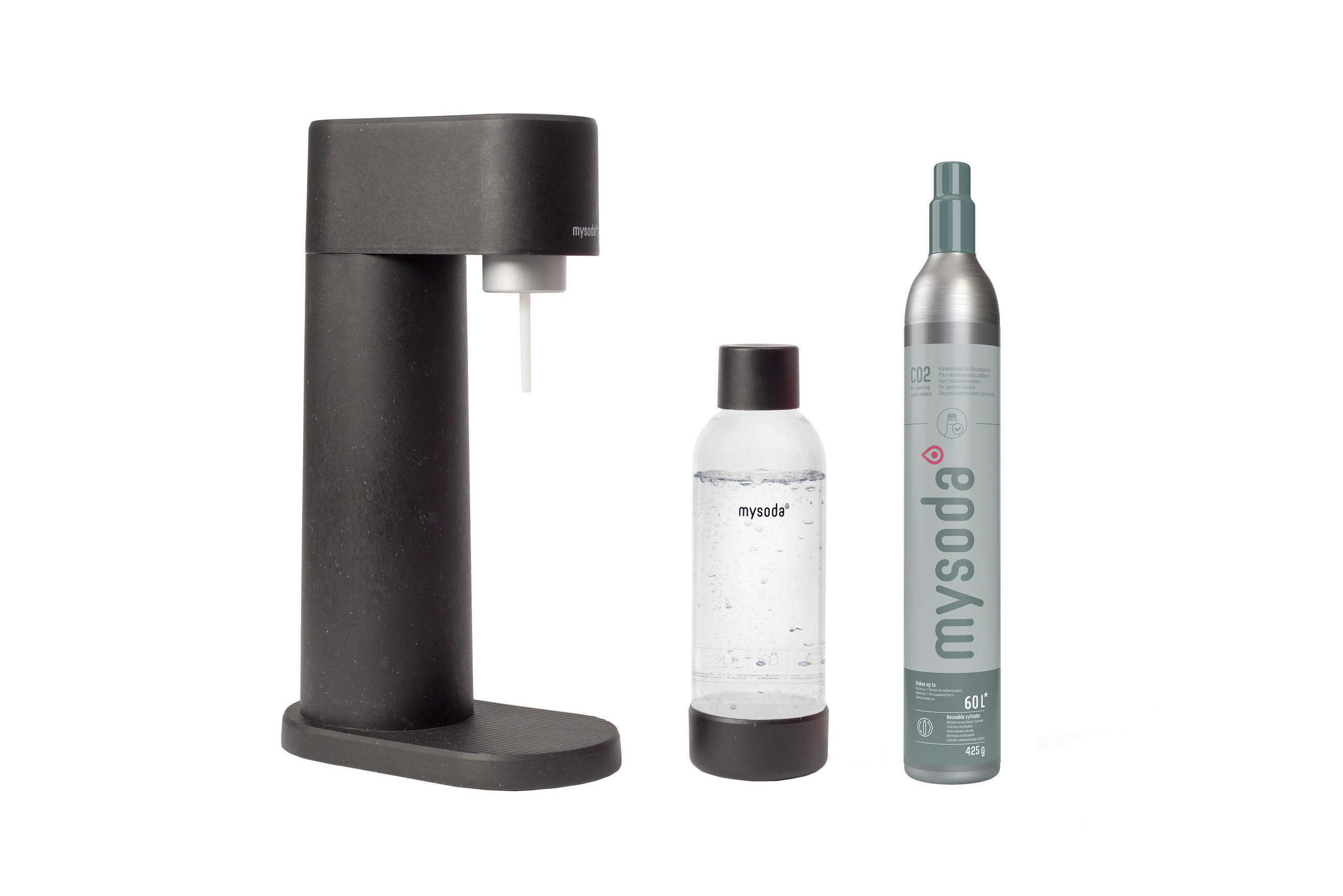 WASSERSPRUDLER WOODY BLACK  - Schwarz, Basics, Naturmaterialien/Kunststoff (24.5/13/41cm) - mysoda