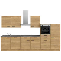 KÜCHENBLOCK 360 cm   in Eichefarben, Schieferfarben  - Schieferfarben/Eichefarben, MODERN, Holzwerkstoff/Metall (360cm) - Nobilia