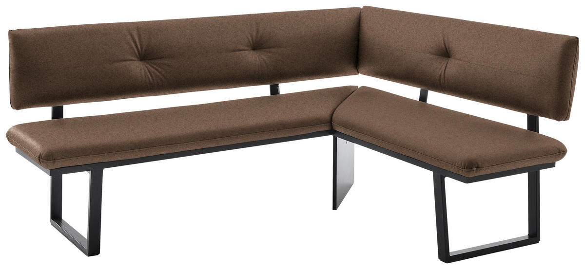ECKBANK 205/165 cm  in Schwarz, Dunkelbraun  - Dunkelbraun/Schwarz, MODERN, Textil/Metall (205/165cm) - Cantus