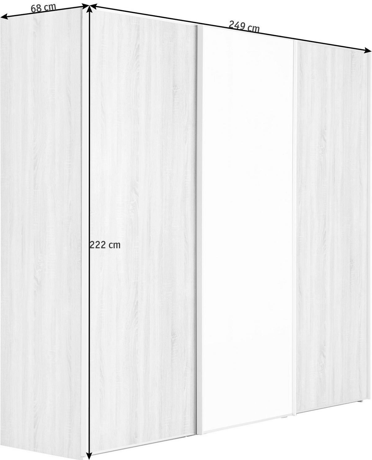 SCHWEBETÜRENSCHRANK in Sonoma Eiche  - Alufarben/Sonoma Eiche, Konventionell, Glas/Holzwerkstoff (249/222/68cm) - Moderano