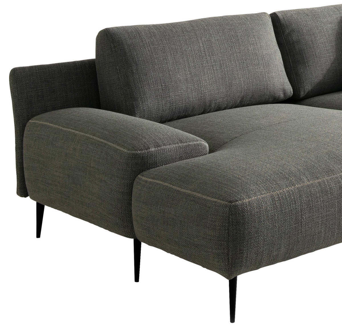 ECKSOFA in Flachgewebe Grau  - Beige/Schwarz, Design, Textil/Metall (162/344cm) - Designwerk