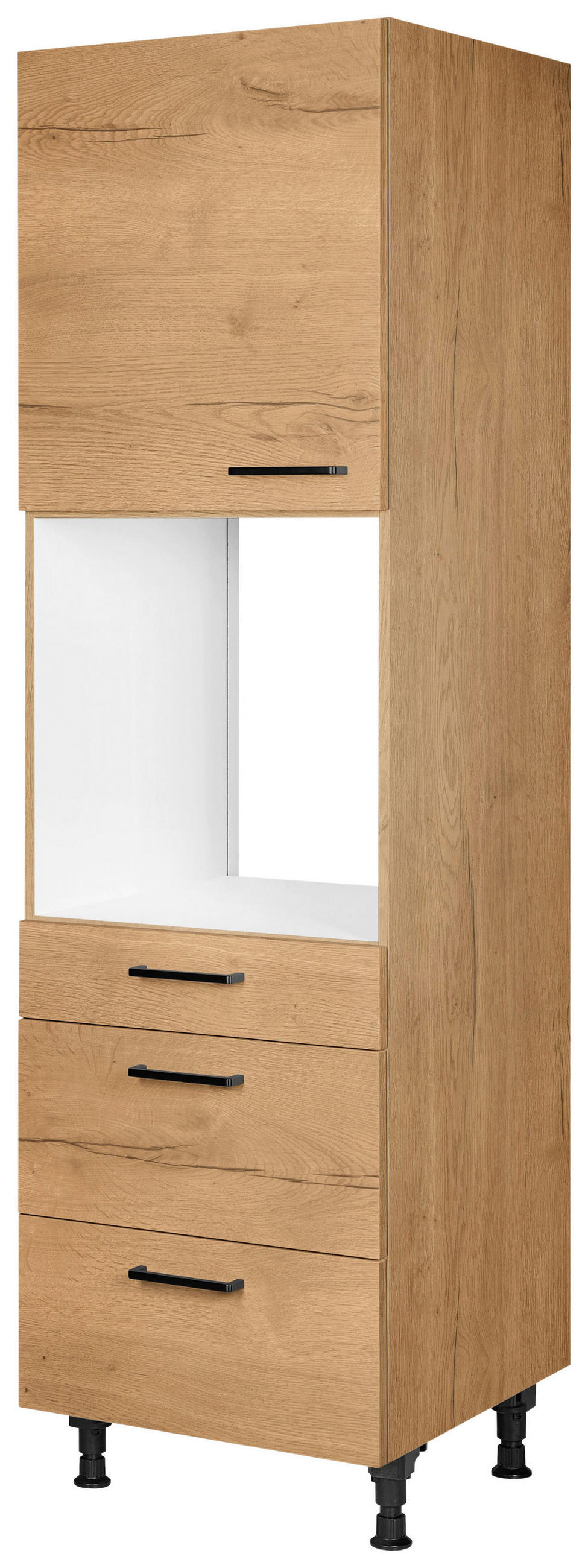 GERÄTEUMBAUSCHRANK 60/216,6/58 cm in Eichefarben - Eichefarben/Schwarz, MODERN, Holzwerkstoff/Metall (60/216,6/58cm) - Nobilia