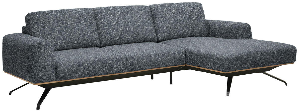 ECKSOFA Struktur Dunkelgrau  - Dunkelgrau/Schwarz, Design, Textil/Metall (262/157cm) - Novel