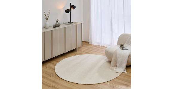 HANDWEBTEPPICH 160 cm Naturfarben rund  - Naturfarben, Natur, Textil (160cm) - Linea Natura