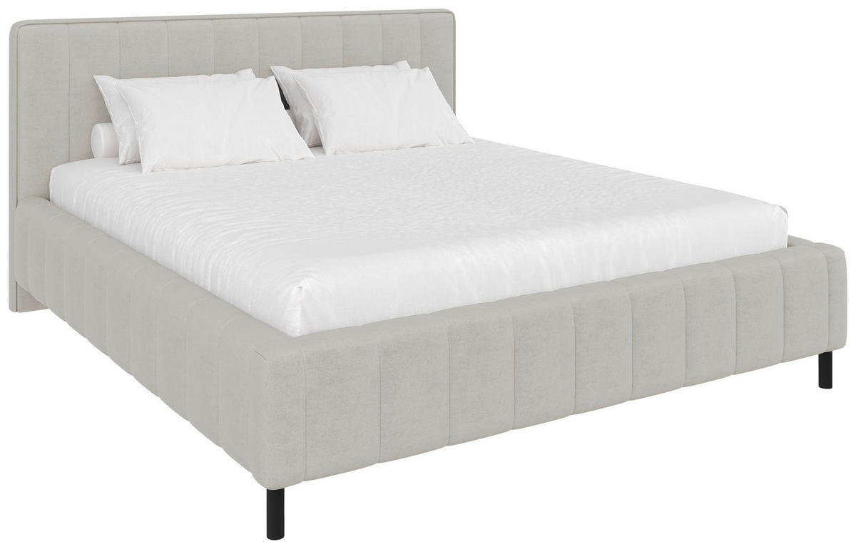 POLSTERBETT 140/200 cm  Beige  - Beige/Schwarz, Design, Holz/Textil (140/200cm) - Carryhome