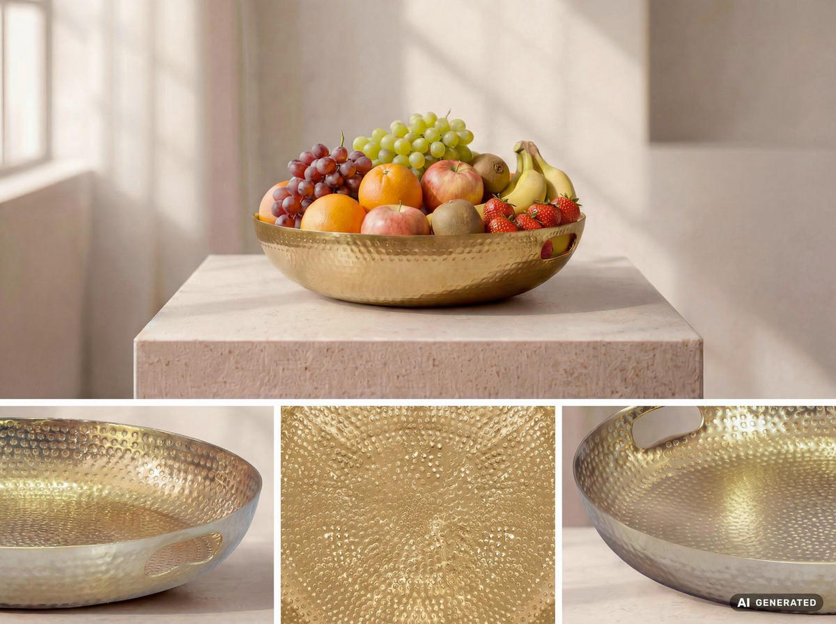 OBSTSCHALE  - Goldfarben, Design, Metall (38/7/38cm) - Livetastic