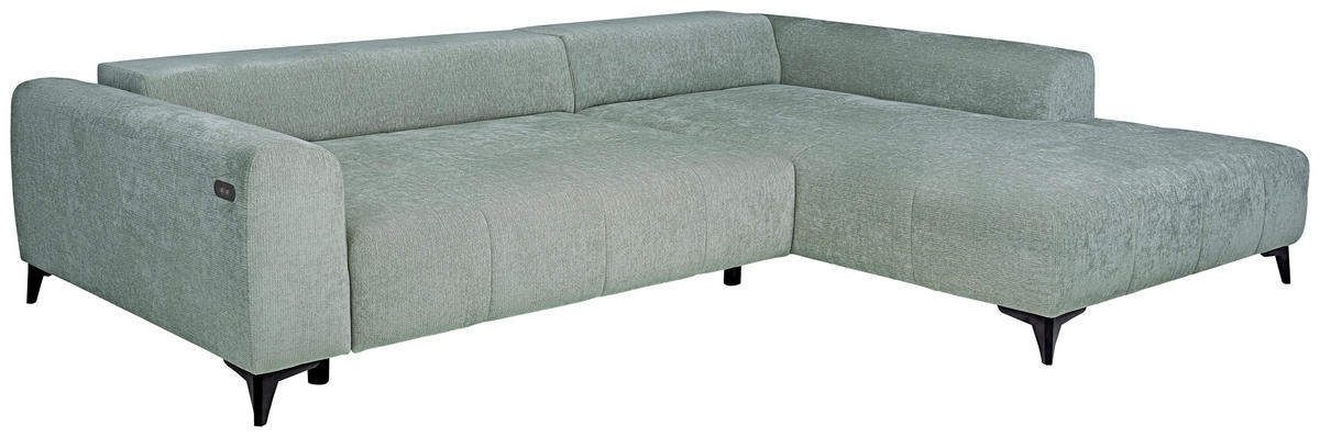 ECKSOFA  in Chenille Hellgrau  279/222 cm  - Hellgrau/Schwarz, KONVENTIONELL, Kunststoff/Textil (279/222cm) - Hom`in