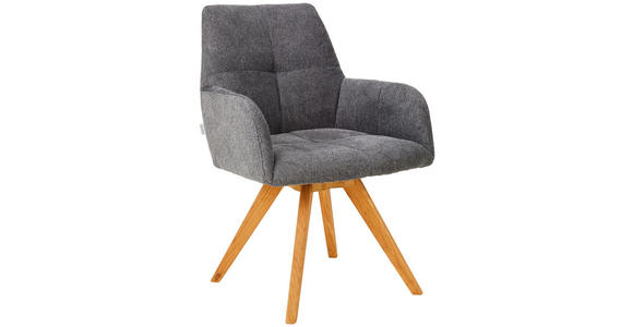 ARMLEHNSTUHL  in Webstoff  - Eichefarben/Anthrazit, KONVENTIONELL, Holz/Textil (62/87,5/68,5cm) - Linea Natura