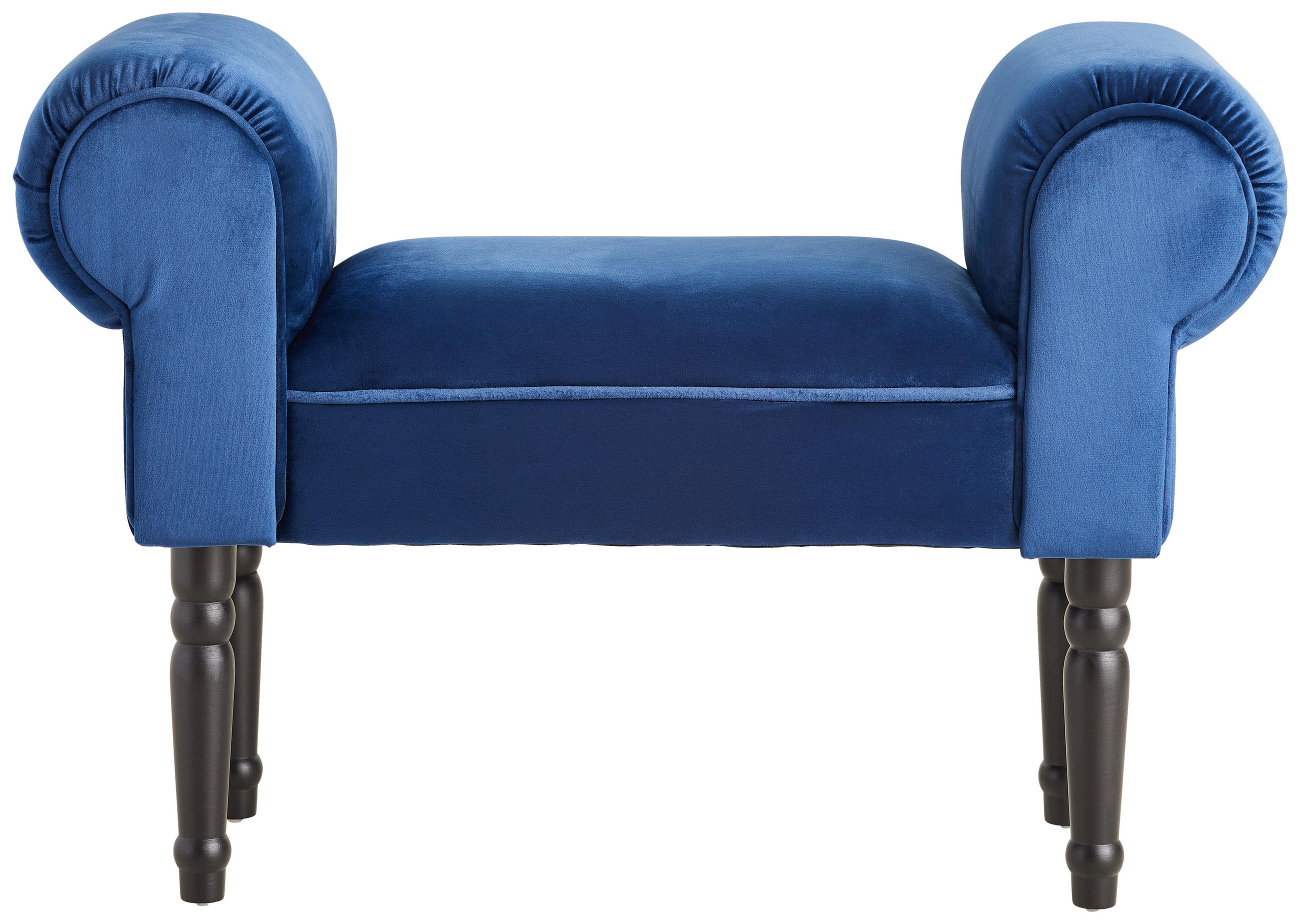HOCKER Samt Kiefer Blau, Schwarz - Blau/Schwarz, Trend, Holz/Textil (76/54/30cm) - Xora