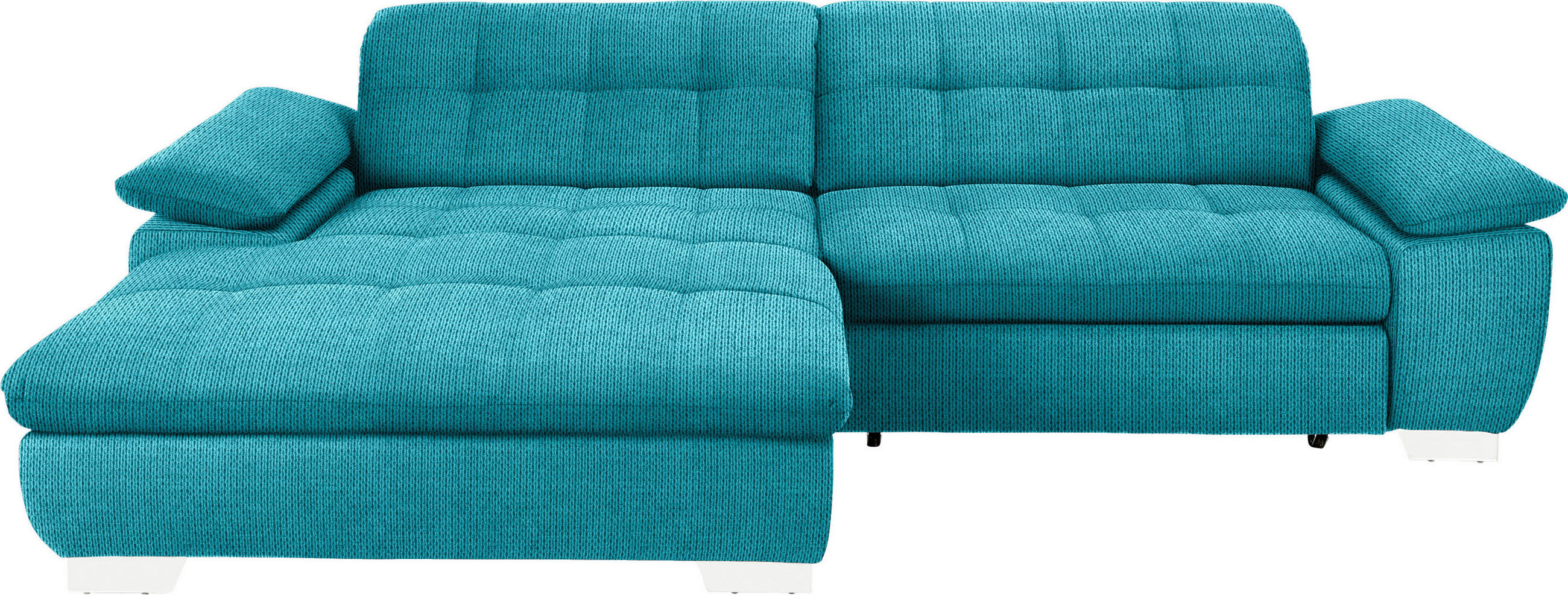 ECKSOFA in Mikrofaser Türkis  180/265 cm  - Türkis/Chromfarben, Design, Textil/Metall (180/265cm) - Carryhome