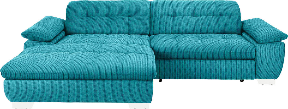 ECKSOFA Mikrofaser Türkis  - Türkis/Chromfarben, Design, Textil/Metall (180/265cm) - Carryhome