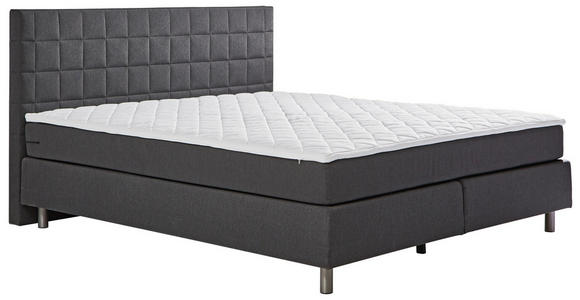 BOXSPRINGBETT 180/200 cm  in Anthrazit  - Anthrazit/Alufarben, KONVENTIONELL, Textil/Metall (180/200cm) - Carryhome