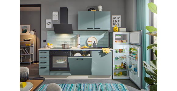 KÜCHENLEERBLOCK XO 15 210 cm  in Kaschmir, Grün  - Kaschmir/Schwarz, Design, Holzwerkstoff/Metall (210cm) - Xora