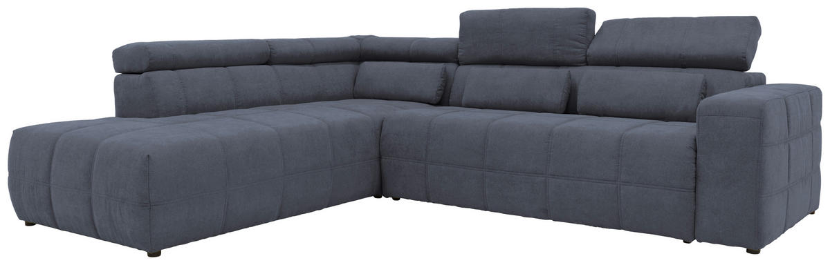 ECKSOFA Dunkelgrau Mikrofaser  - Dunkelgrau/Schwarz, Design, Kunststoff/Textil (228/275cm) - MID.YOU