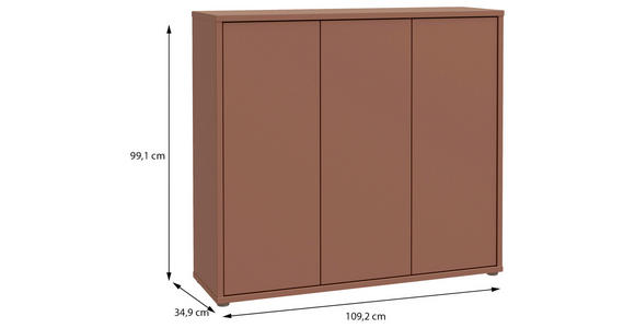SCHUHSCHRANK Alice Springs  in 109,2/99,1/34,9 cm  - Terracotta/Grau, MODERN, Holzwerkstoff/Kunststoff (109,2/99,1/34,9cm) - Xora