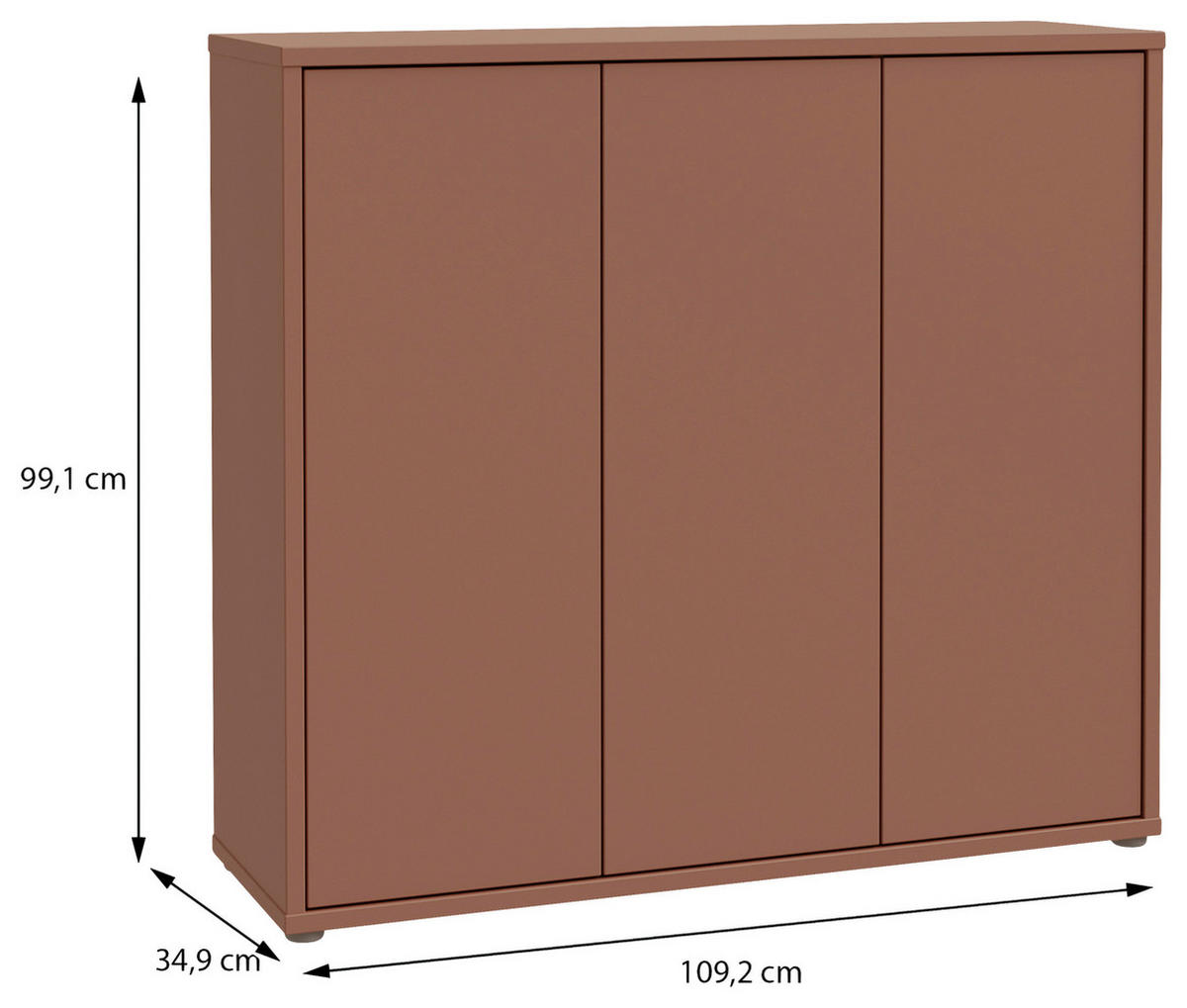 SCHUHSCHRANK Alice Springs  in 109,2/99,1/34,9 cm  - Terracotta/Grau, MODERN, Holzwerkstoff/Kunststoff (109,2/99,1/34,9cm) - Xora