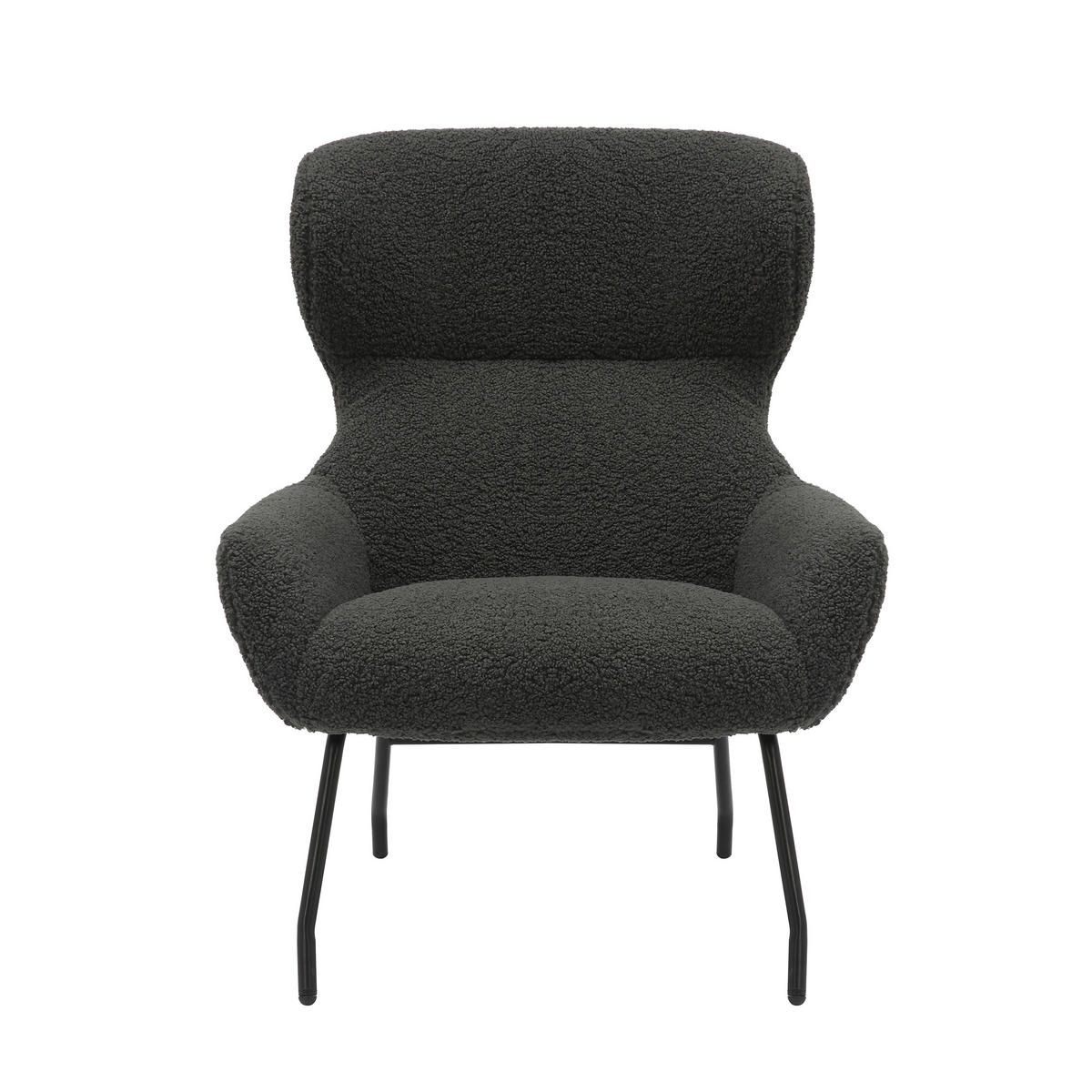 SESSELSET in Teddystoff Anthrazit  - Anthrazit/Schwarz, MODERN, Textil/Metall (79/103/82cm) - Livetastic