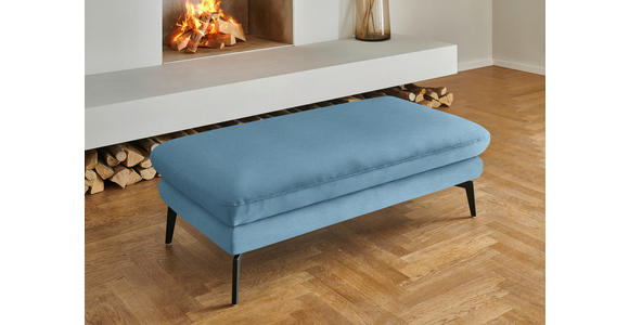 WOHNLANDSCHAFT  in Chenille, Flachgewebe Blau  - Blau/Schwarz, Design, Textil/Metall (208/344/180cm) - Dieter Knoll