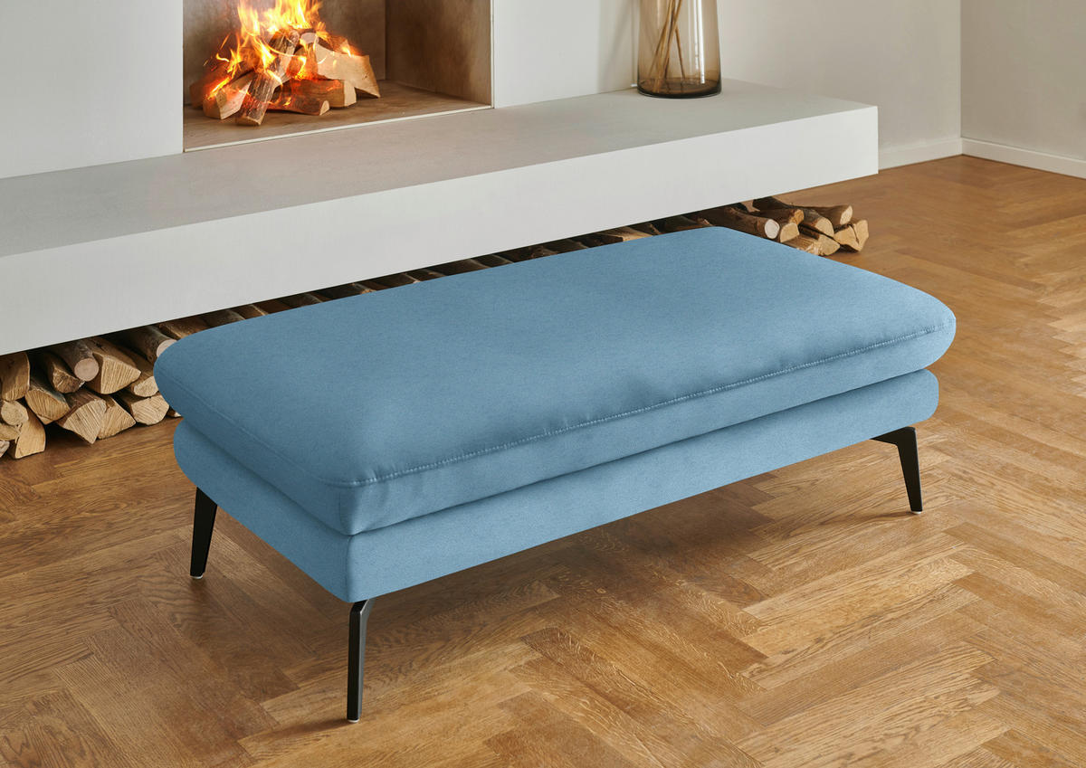 WOHNLANDSCHAFT  in Chenille, Flachgewebe Blau  - Blau/Schwarz, Design, Textil/Metall (208/344/180cm) - Dieter Knoll