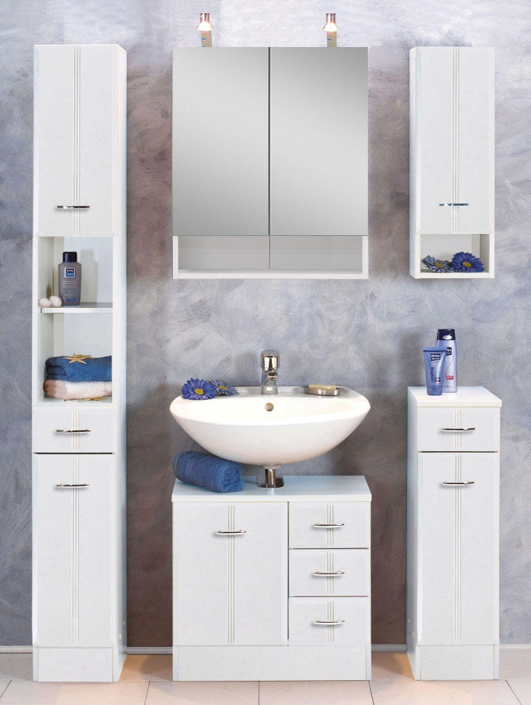 UNTERSCHRANK 25/84/35 cm - Chromfarben/Weiß, KONVENTIONELL, Holzwerkstoff/Kunststoff (25/84/35cm) - Held