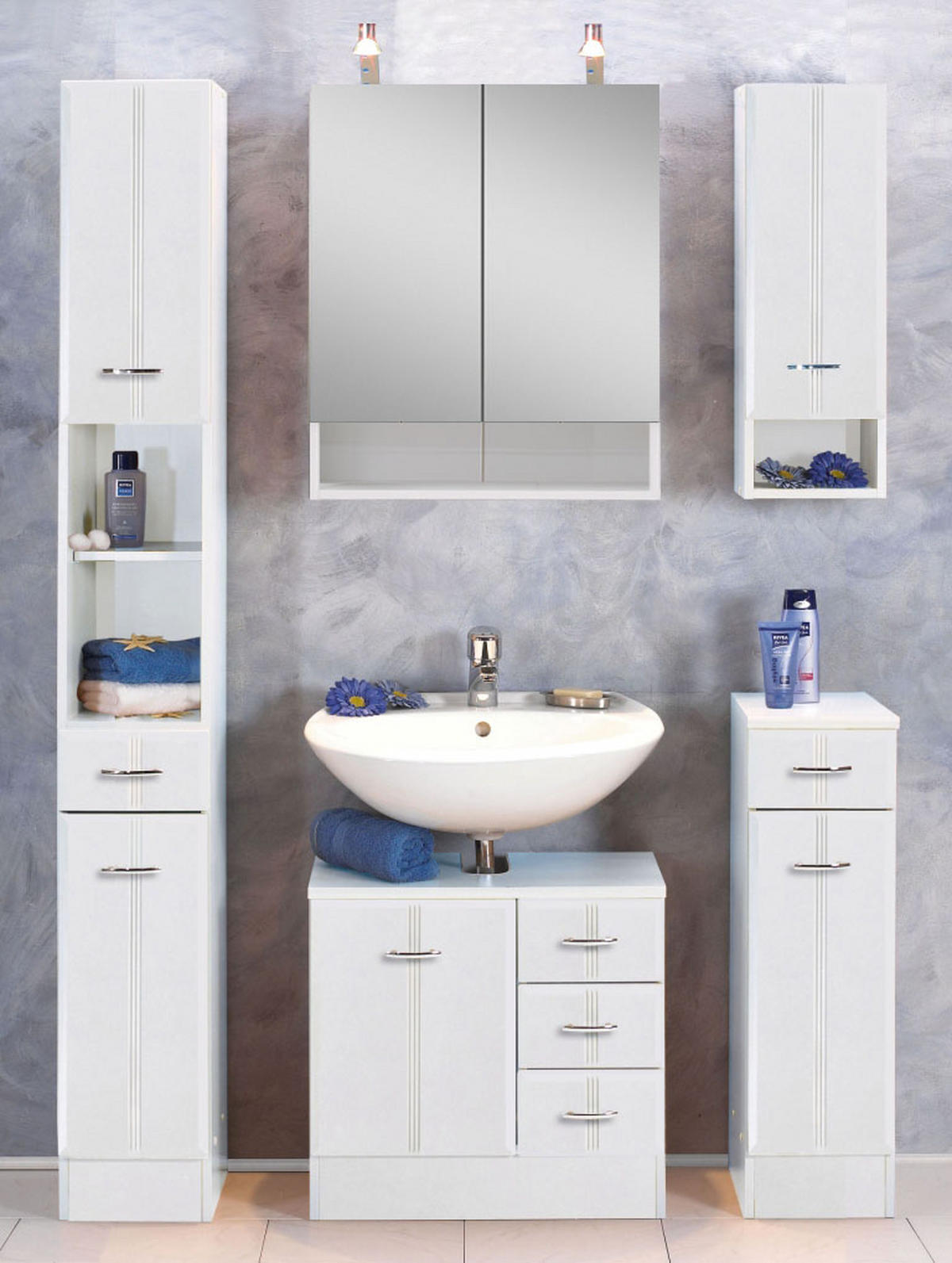 HOCHSCHRANK 25/190/34 cm  - Chromfarben/Weiß, KONVENTIONELL, Holzwerkstoff/Kunststoff (25/190/34cm) - Held
