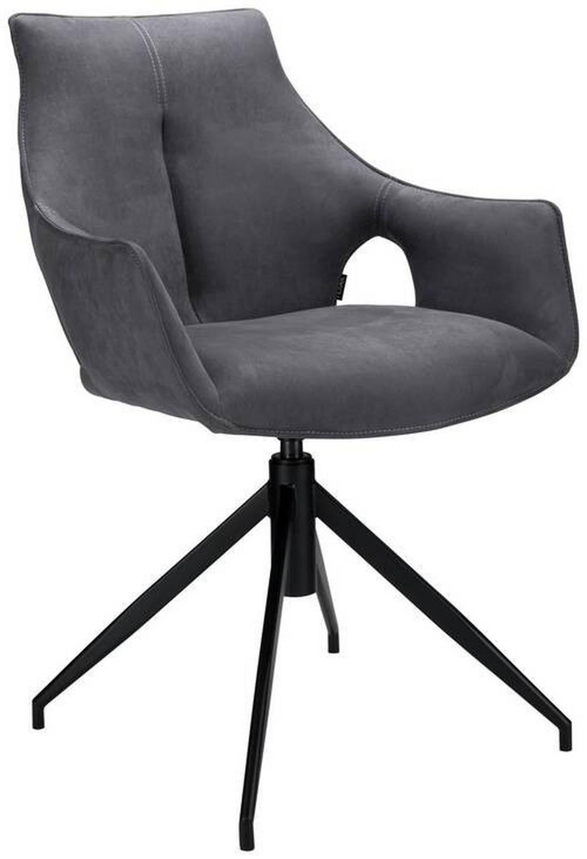 STOL järn mikrofiber  - mörkgrå/svart, Design, metall/textil (59/87/61cm) - Novel
