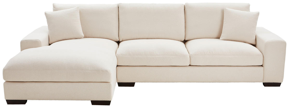 ECKSOFA Creme Bouclé  - Wengefarben/Creme, KONVENTIONELL, Holz/Textil (169/342cm) - Carryhome