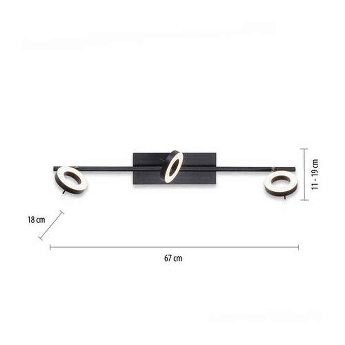 LED-BADEZIMMER-DECKENLEUCHTE - Anthrazit, Design, Kunststoff/Metall (67/18/19cm) - Paul Neuhaus