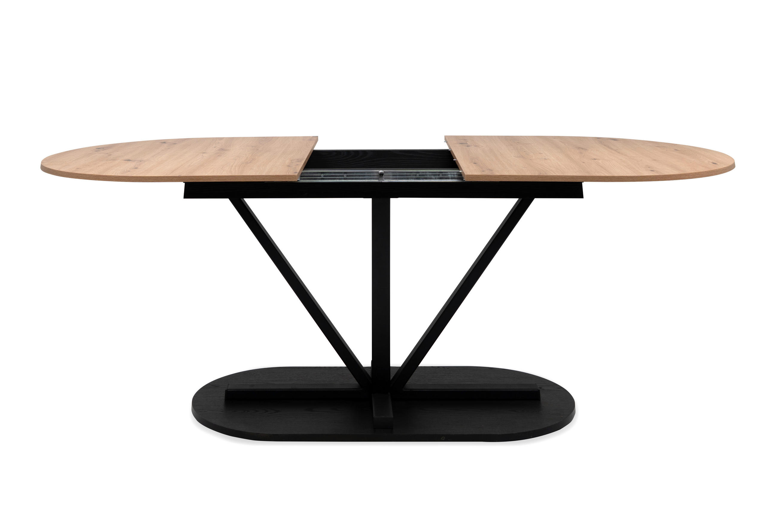 P & B Esstisch Schwarz, Eiche Artisan 90x76x160-200 cm