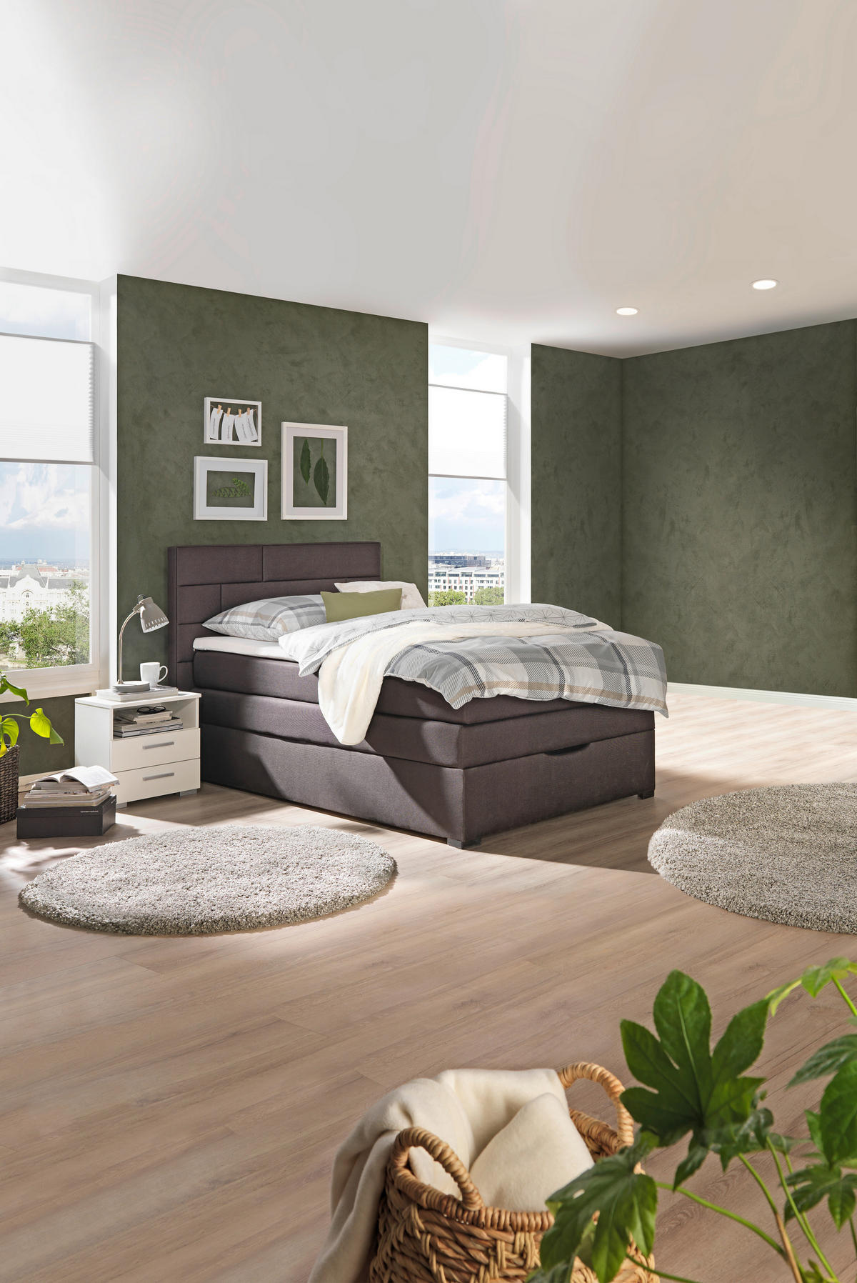 BOXSPRINGBETT 120/200 cm  in Dunkelbraun  - Wengefarben/Dunkelbraun, Konventionell, Textil (120/200cm) - Carryhome