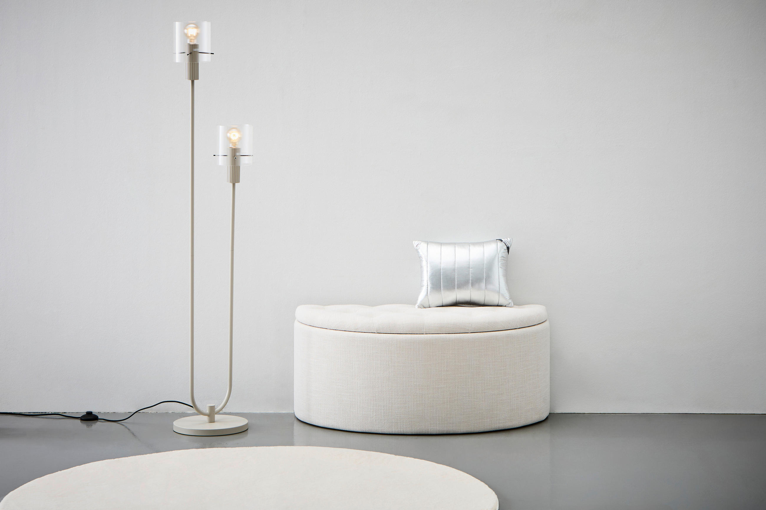 HOCKER in Textil, Holzwerkstoff Beige  - Beige/Weiß, Design, Holzwerkstoff/Textil (100/44/42cm) - MID.YOU